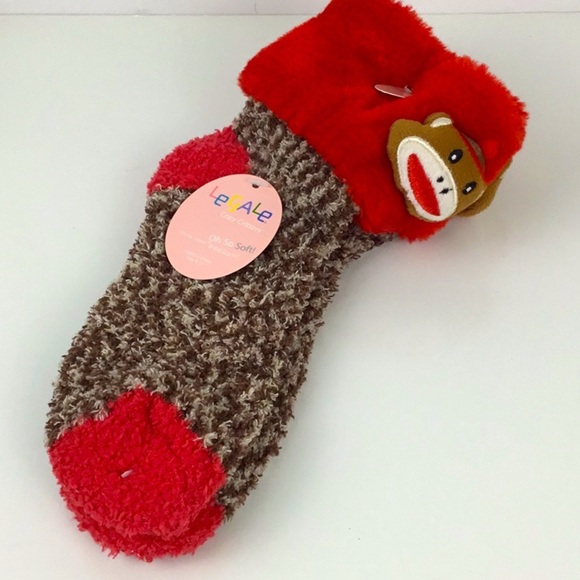 LeGale Accessories - Sock Monkey Fuzzy Socks Women’s 9-11 NWT